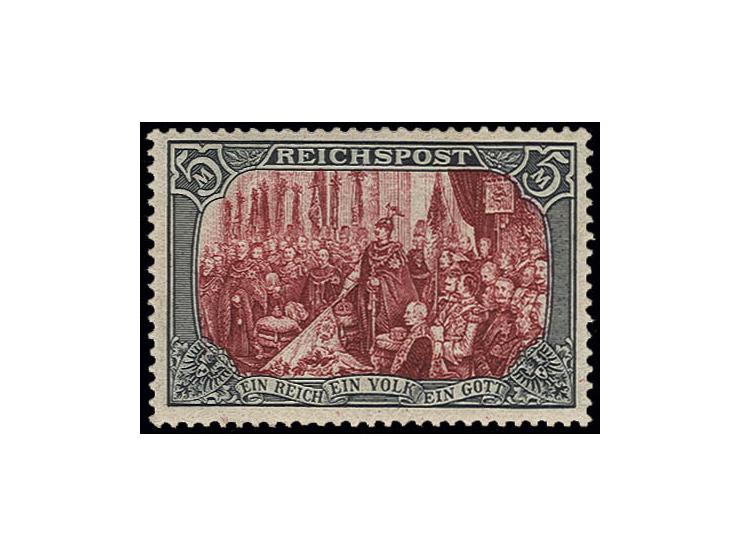5 M., Type I mit weißer und roter Nachmalung, ungebraucht, Pracht, sign. Jäschke BPP (Mi. 450,-)