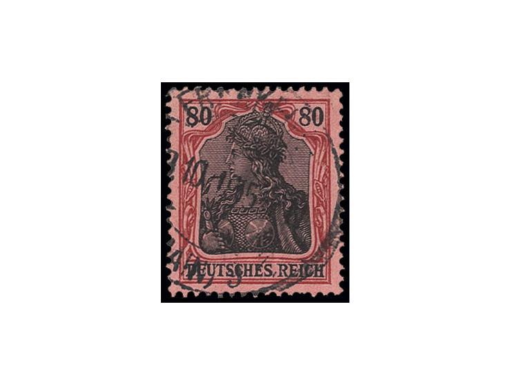 80 Pfg. karmin (metallisch glänzend), gestempelt, 2 kurze Zähne, sonst einwandfrei, Fotoattest Jäschke-L. BPP (Mi. 1.800,-)