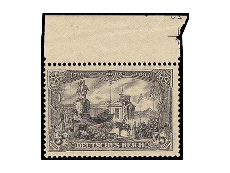 3 M. schwarzviolettgrau, Oberrandstück, postfrisch, Pracht, sign. Dr. Wittmann und Fotoattest Jäschke BPP, ex Dr. Rueger