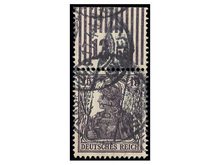 1917, 15 Pfg. dunkelviolett, Walzendruck-Oberrandstück mit Stempel "NAUMBURG 20.6.17", Pracht, Fotoattest Winkler BPP (Mi. 65