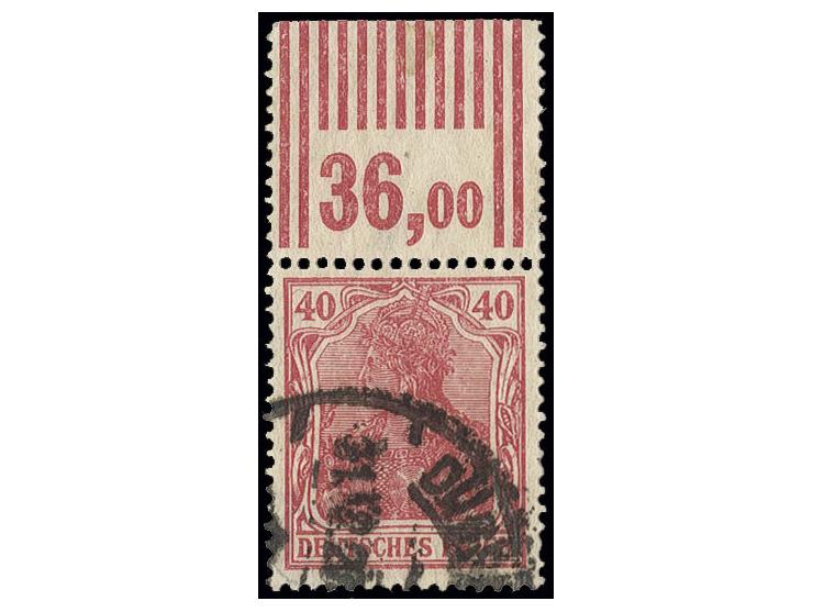 40 Pfg. mit Walzenoberrand "2'9'2", gestempelt, im Oberrand kleiner Fleck, sign. Infla Berlin (Mi. 1.000,-)