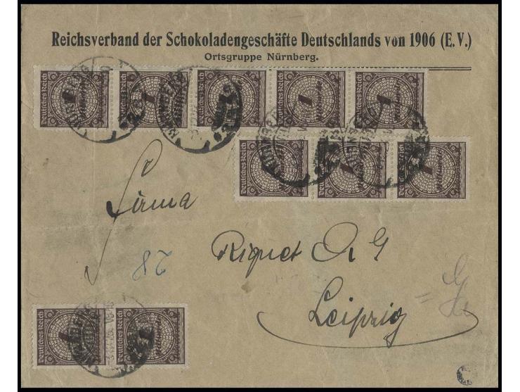 1 Mrd. M. schwarzbraun, 20 Stück in Einheiten mit "NÜRNBERG 3.12.23" vorder- und rückseitig auf Brief nach Leipzig, einige We