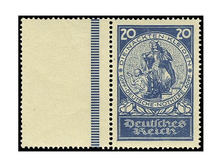 1924, Nothilfe 20 Pfg. mit durchgezähntem Leerfeld links, außerordentlich selten, Pracht, Fotobefund H.-D. Schlegel BPP (Mi. 