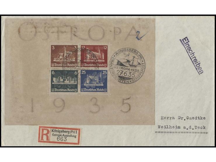 dito, mit Sonderstempel "CRANZ-ROSSITTEN 27.6.35" auf R-Brief mit Sonder-R-Zettel nach Weilheim mit Ankunftsstempel, Pracht, 