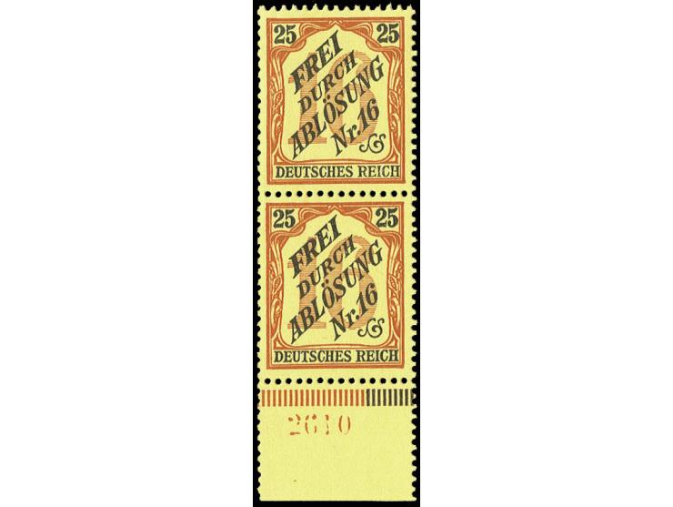 1905, Zähldienstmarken für Baden: 25 Pfg., senkrechtes Paar vom Unterrand mit HAN "2610", postfrisch, Michel ohne Preis