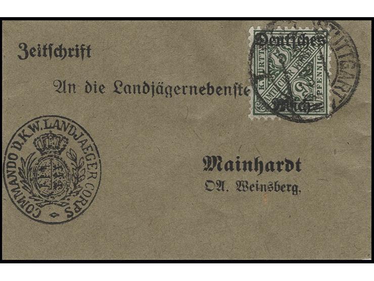 5 Pfg. mit Stempel "STUTTGART 8. APR 20" auf Drucksache nach Mainhardt, Pracht, Fotoattest Oechsner BPP