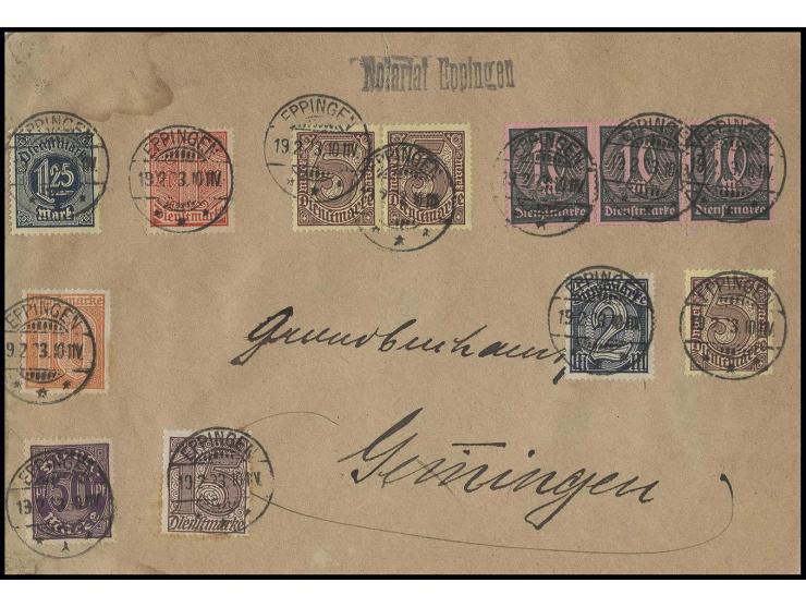 1921, 10 Pfg. mit Zufrankatur auf Brief von "EPPINGEN 19.2.23", geringfügig unfrisch, sign. Infla und Bechtold BPP mit Fotoat