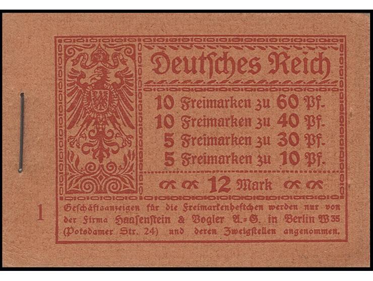 1921, Markenheftchen Germania und Ziffern, Ränder nicht durchgezähnt, Vorderdeckel schwache Knitterspur, ansonsten in guter E