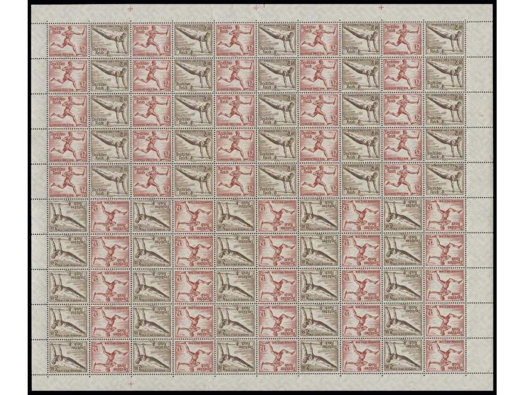 1936, Markenheftchenbogen Olympische Spiele jeweils mit Formnummer "1" im Unterrand, ungefaltet, postfrisch, Pracht (Mi. 2900