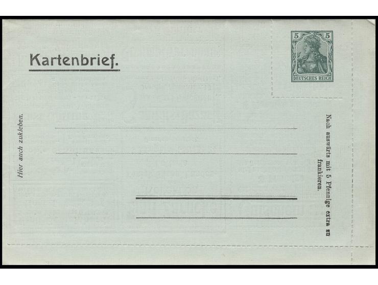 1905 (ca.), Anzeigen-Kartenbrief 5 Pfg. für Dresden mit inliegendem Briefbogen, ungebraucht in hervorragender Erhaltung, so s