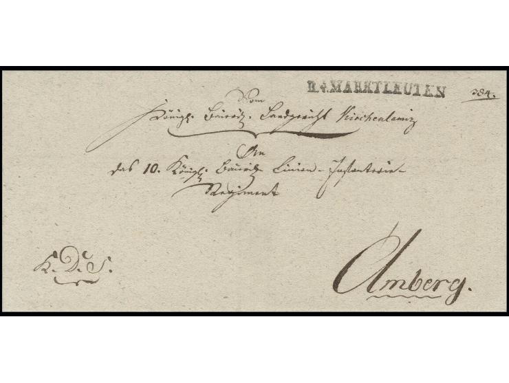 1811/24 (ca.), "R.4.MARKTLEUTEN", L1 auf undatierter Briefhülle nach Amberg, Pracht, handschriftlich sign. P. Sem (Feuser-Nr.