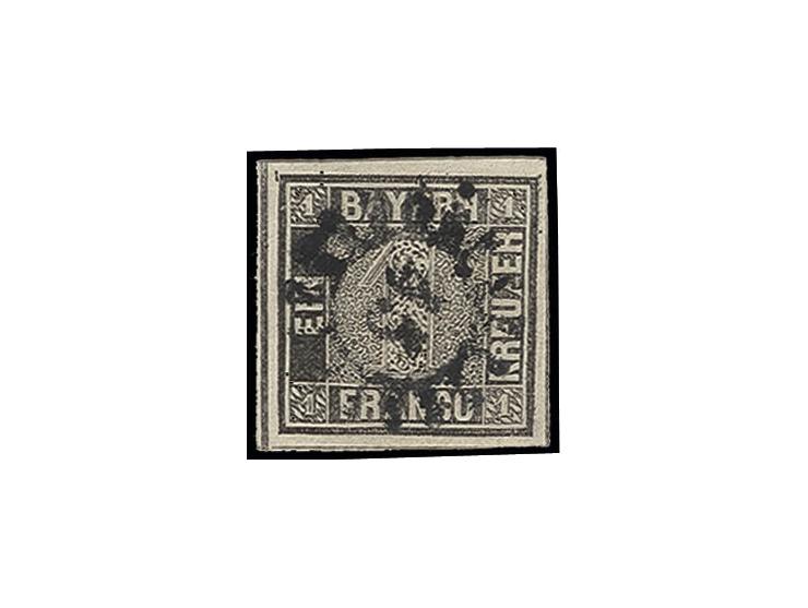 Platte 2: 1 Kr. schwarz, breitrandig und farbfrisch mit zentrischem gMR "45", Pracht (Mi. 2.800,-)