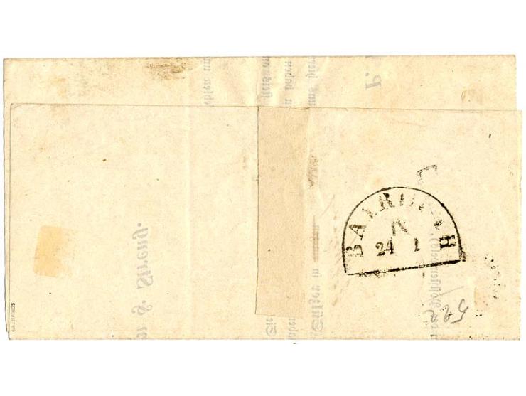 1 Kr. schwarz, farbfrisch und allseits breitrandig mit teils vollständigen Zwischenlinien an allen 4 Seiten, zentrisch entwer