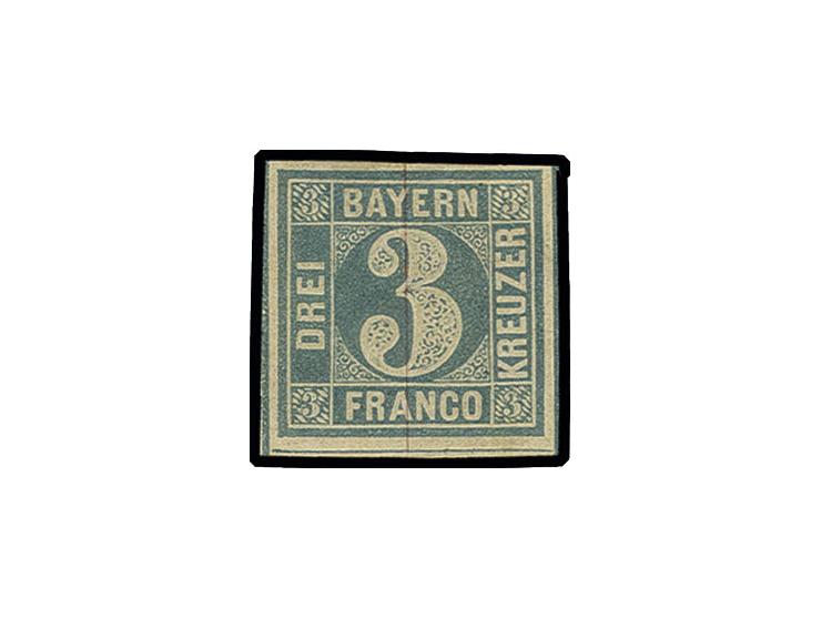 3 Kr. blau, sehr schön farbfrisch und voll- bis meist breitrandig, 3-seitig mit Zwischenlinien, ungebraucht mit Originalgummi