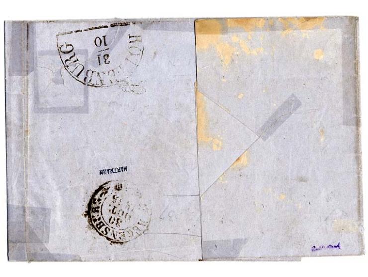 6 Kr. lebhaftrötlichbraun, voll- bis meist breitrandig mit zentrischem gMR "196" und nebengesetztem Aufgabestempel "MARKTBREI