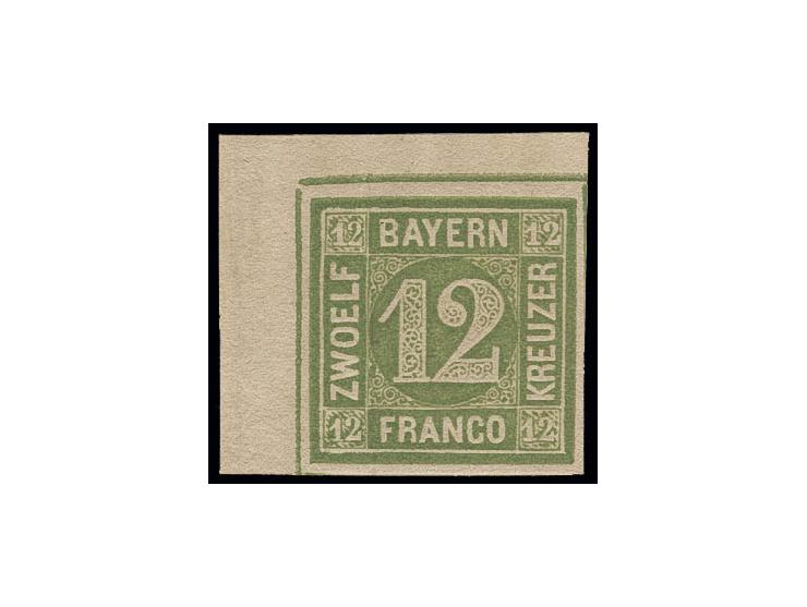 12 Kr. grün, allseits breit- bis überrandige linke obere Bogenecke mit ca. 3/6 mm Bogenrand, postfrisch, Luxus, Fotobefund Sc