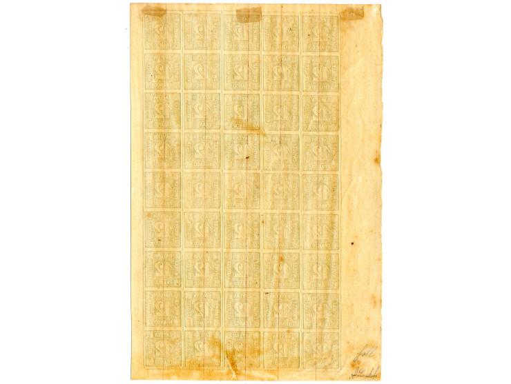 1862, 12 Kr. grün im halben Schalterbogen von 45 Marken mit allseits breiten Rändern, farbfrisch und bis auf 3 Werte mit klei