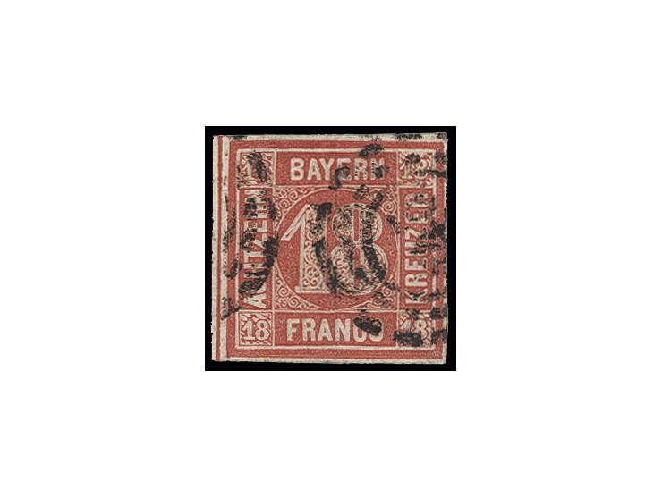 18 Kr. zinnoberrot, sehr schön farbfrisch, voll- bis breitrandig mit oMR, Kabinett, sign. Senf und HK