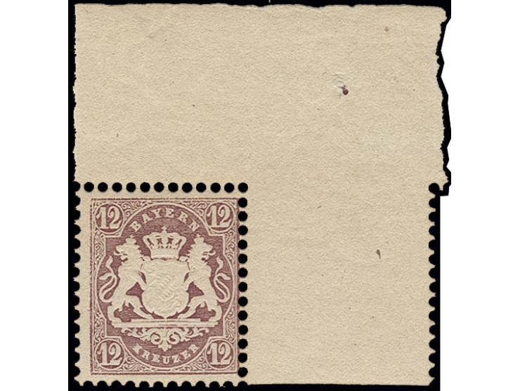 6 Kr. lila mit breitem Oberrand und rechts mit Zwischensteg, farbfrisch und einwandfrei gezähnt, postfrisch, Luxus, sign. Geb
