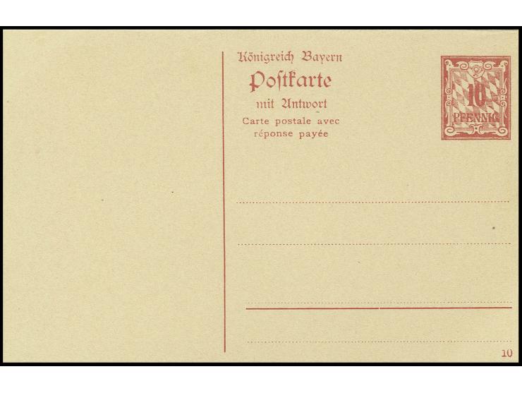 GANZSACHEN: 1910, Doppelkarte 10 Pfg., ungebraucht, Kabinett