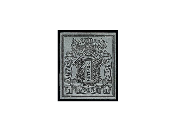 1850, 1 Ggr. auf blaugrau, allseits gute gerandet mit Teilen des Originalgummis, Kabinett, Fotoattest Berger BPP; ex Dr. Rueg