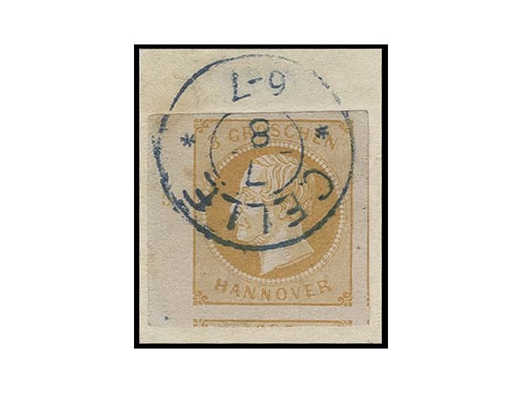 3 Gr. gelborange, allseits breit- bis überrandiges linkes Randstück mit Reihenzähler "5" und Teilen von 3 Nebenmarken, mit sa
