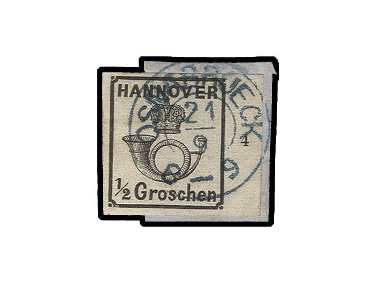 1860, ½ Gr. schwarz, weiße Gummierung, allseits breitrandiges rechtes Randstück mit Reihenzähler "4" mit gerade und sauber au
