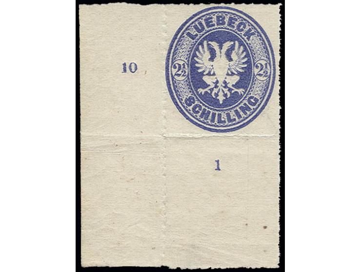 1863, durchstochen: 2½ S. ultramarin, farbfrisch aus der linken unteren Bogenecke, postfrisch, Kabinett, sign. Brettl BPP
 e