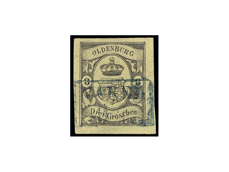 3 Gr. auf graugelb, allseits sehr breitrandig mit gerade aufgesetztem Ra2 "VAREL 11/1", Kabinett, sign. Drahn und Kauert sowi