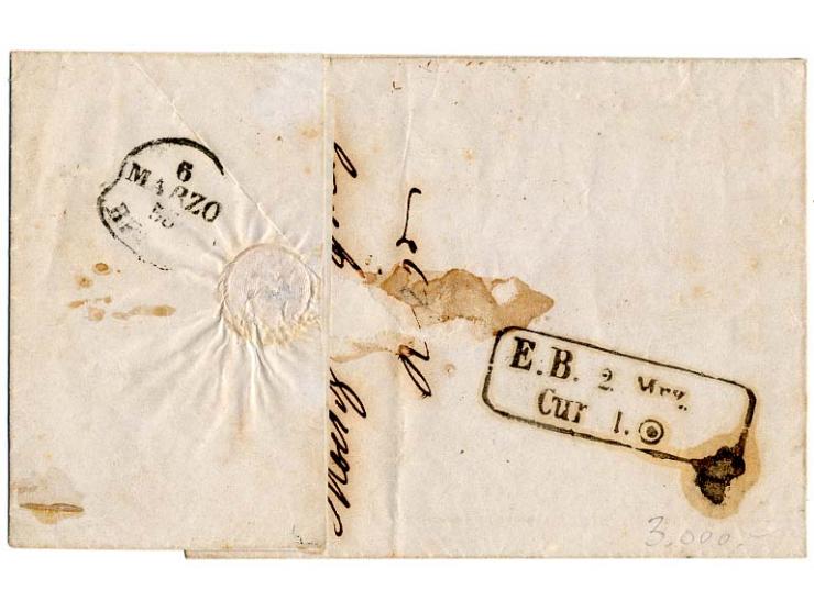 MODENA: 1851/58, 3 Kreuzer auf gelb und 8 Kreuzer auf gelbgrün mit einem zentrischen Nummernstempel "162" auf Briefhülle von 