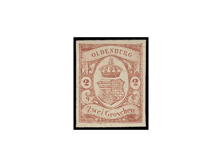2 Gr. rotorange, farbfrisch und allseits gut gerandet, ungebraucht, Kabinett, sign. Brun und Kurzbefund Brettl BPP ex Dr. Rue