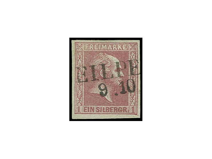 1 Sgr. rosa, 2 voll- bis breitrandige Einzelstrücke, jeweils zentrisch sauber entwertet durch L2 "EILPE 9.10" bzw. "KONTOP 7/