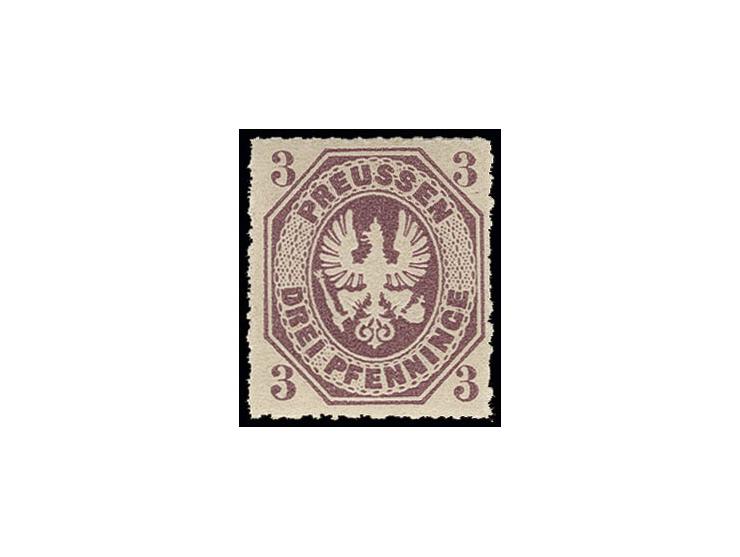 3 Pfg. rotviolett, sehr farbfrisch und gut durchstochen, postfrisch, Luxus, Fotoattestkopie Flemming BPP für ehemaligen 6er-B