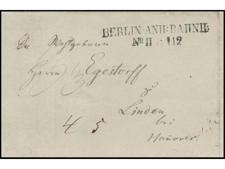 "BERLIN-ANH:BAHNH: No-II 12 12" klarer L2 klar auf kleiner Faltbriefhülle nach Linden, gute Erhaltung