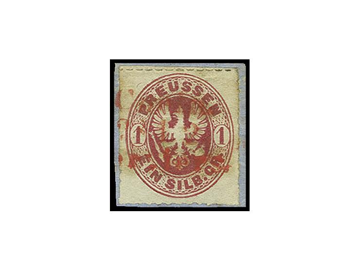 "Coeln/Verviers", Bahnpost-L3 in rot auf Wappen 1 Sgr. rosa auf Briefstück, leichte Bugspur, selten, sign. Georg Bühler