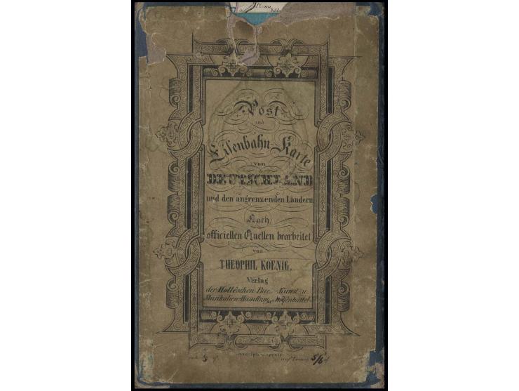 1855, Eisenbahnkarte von Deutschland und Nachbarländern von Theophil König, 90-70 cm, gut erhaltene, auf Leinen aufgezogene F