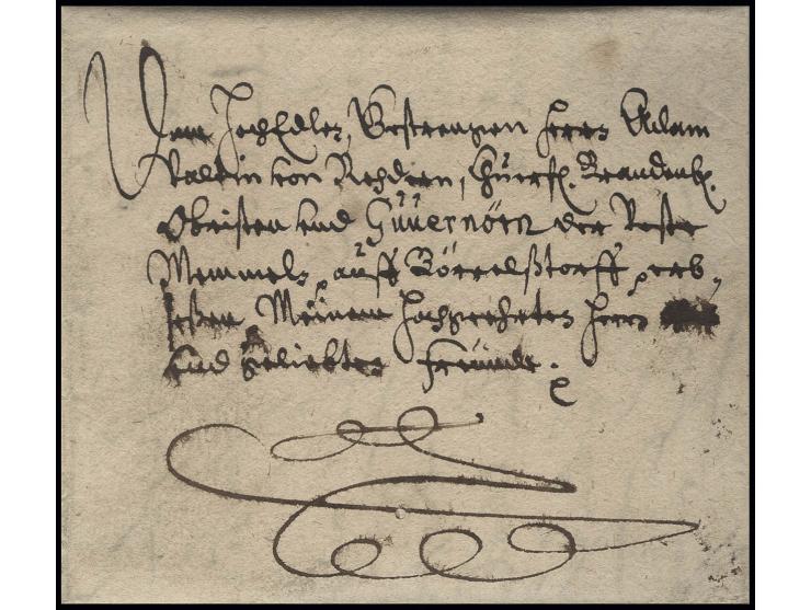 1639, Militärbrief an Oberstleutnant Valentin von Redern in Memel. Redern wurde 1638 zum Gouverneur und Kommandanten der Garn