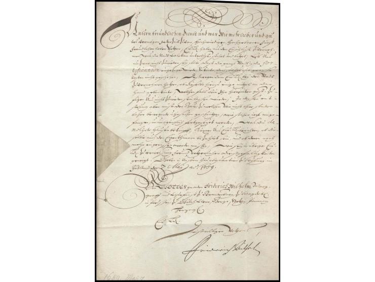 1659, Großer Kurfürst, Militärbrief mit seiner Unterschrift aus dem Hauptquartier Nyburg während des Jütland-Feldzugs mit dem