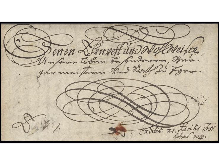 1685, Feldpostbrief aus dem erneuten Türkenkrieg vom Befehlshaber des brandenburgischen Korps, dem Generalfeldmarschall Markg