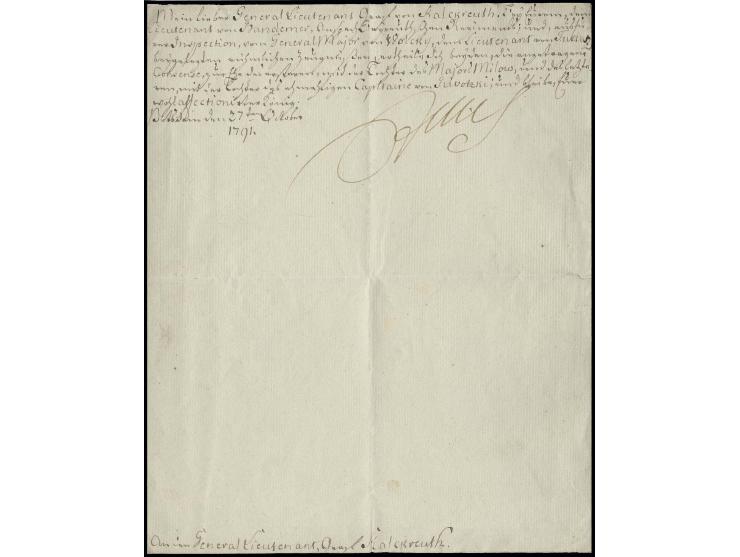 1791, Friedrich Wilhelm II. (1786-1797), Schreiben des Königs aus Potsdam vom 27. Oktober mit seiner Unterschrift an den erfo