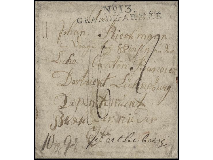 1812, "No. 13 GRANDE-ARMEE" auf Brief eines deutschen Soldaten vom 29. Mai aus dem Dorf Lichtfelde bei Stuhm in Westpreußen a