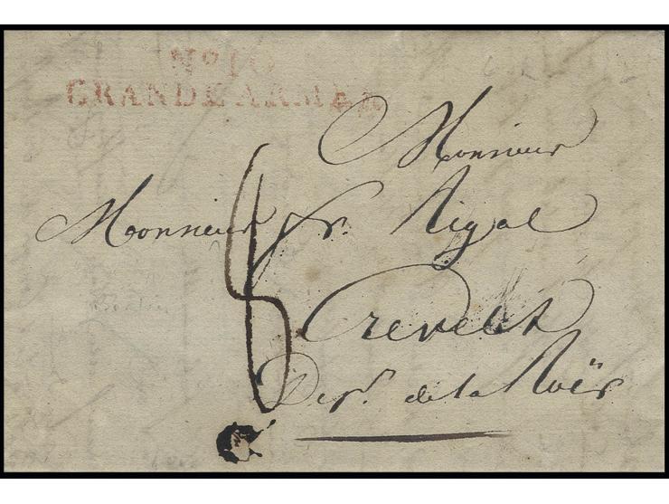 1812, "No. 10 GRANDE-ARMEE" auf Brief mit Inhalt eines deutschen Soldaten vom 6. Februar, aufgegeben im Div.-Feldpostamt in B