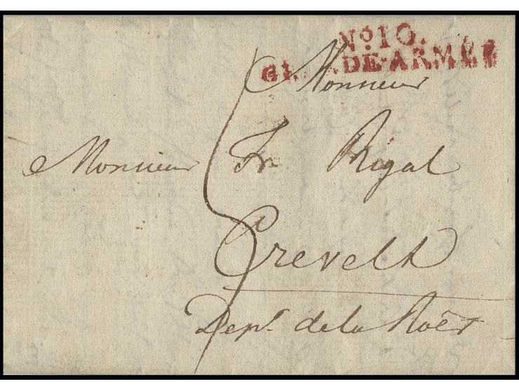 1812, "No. 10 GRANDE-ARMEE" auf Brief mit Inhalt vom 1. Mai eines deutschen Soldaten aus Schwedt an der Oder, er teilt u.a. m