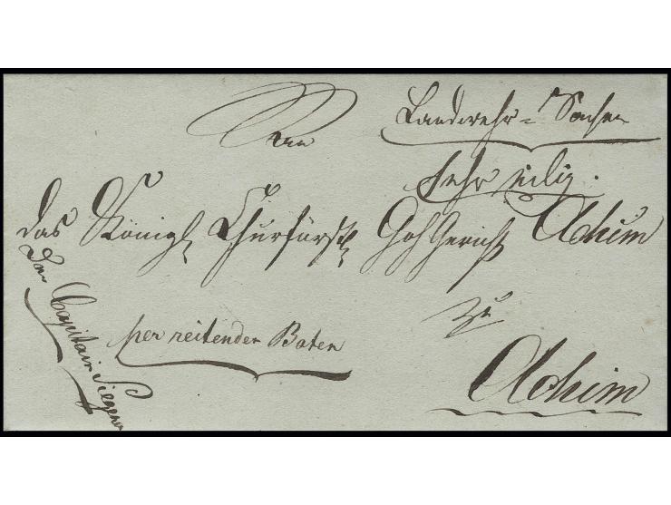 1813, Feldpostbrief des Landwehr-Bataillons Verden nach Achim mit Vermerken: "Landwehr-Sache - sehr eilig", "per reitenden Bo