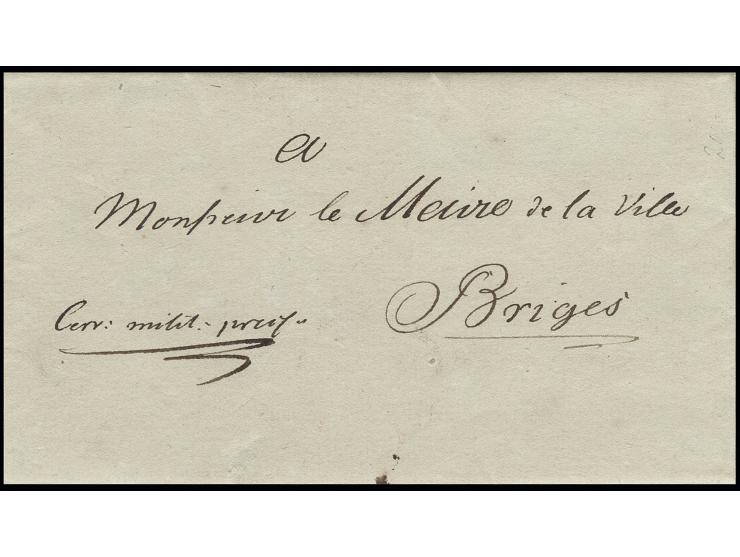 1814, Feldpostbrief des preußischen Kriegskommissars im 3. Armeekorps, Jacobi, aus Gent vom 4. Juni nach Briges (Brügge) mit 