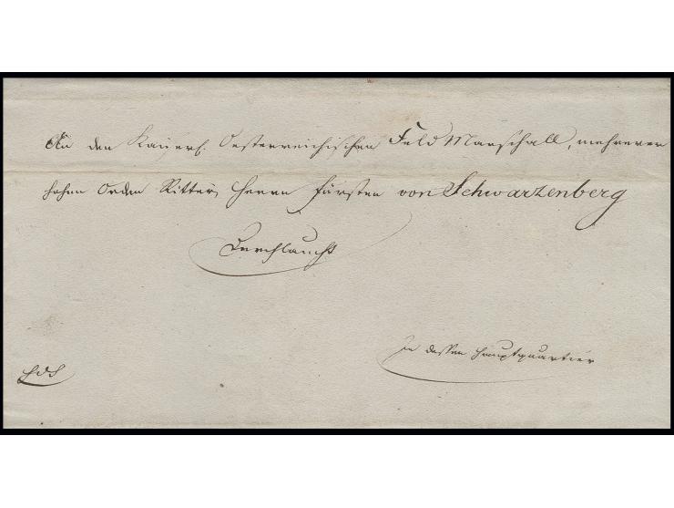 1814, Militärkurierbrief der "Königl. Preuss. General-Intendantur" an den österreichischen Feldmarschall, Fürsten von Schwarz