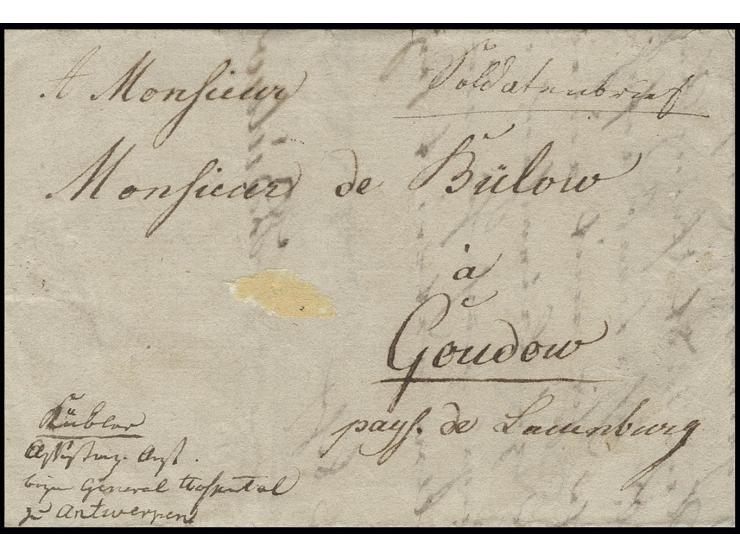 1815, "Soldatenbrief" vom 18. Juni - dem Tag der Schlacht von Waterloo - aus Vilvorde von einem Soldaten an seine Eltern in G