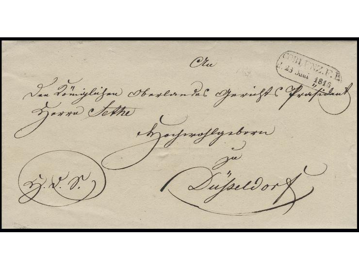 1816, Ra2 "COBLENZ. F. P. d. 23. Juni 1816", Brief mit Vermerk "H.D.S." (Herrschaftliche Dienstsache) an Gerichtspräsidenten 