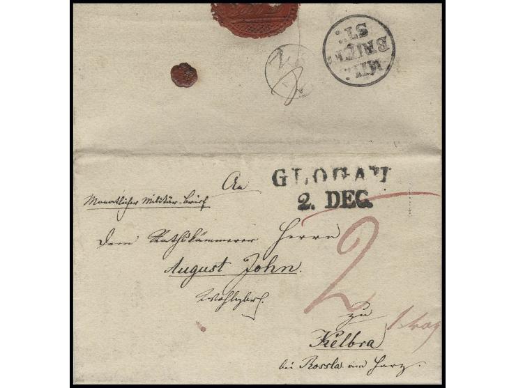 1829, EKr. "MIL: BRIEF=ST:" der mit Circular 26 vom 11. Februar 1826 eingeführte, auf der Briefrückseite abzuschlagende Milit