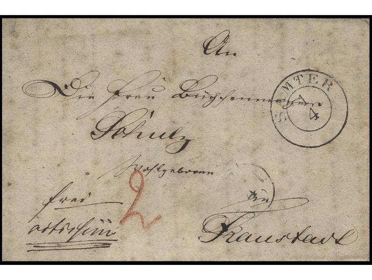 1848, Feldpostbrief mit DKr. "SAMTER 1 4" (Prov. Posen) des Büchsenmachers Schulz, 5. Bataillon Inf.-Regiment Samter, 2 Sgr.-